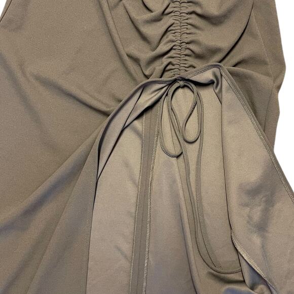 Zara Gray Maxi Ruched Slit Party Dinner Maxi Dress Size Large - Picture 6 of 6